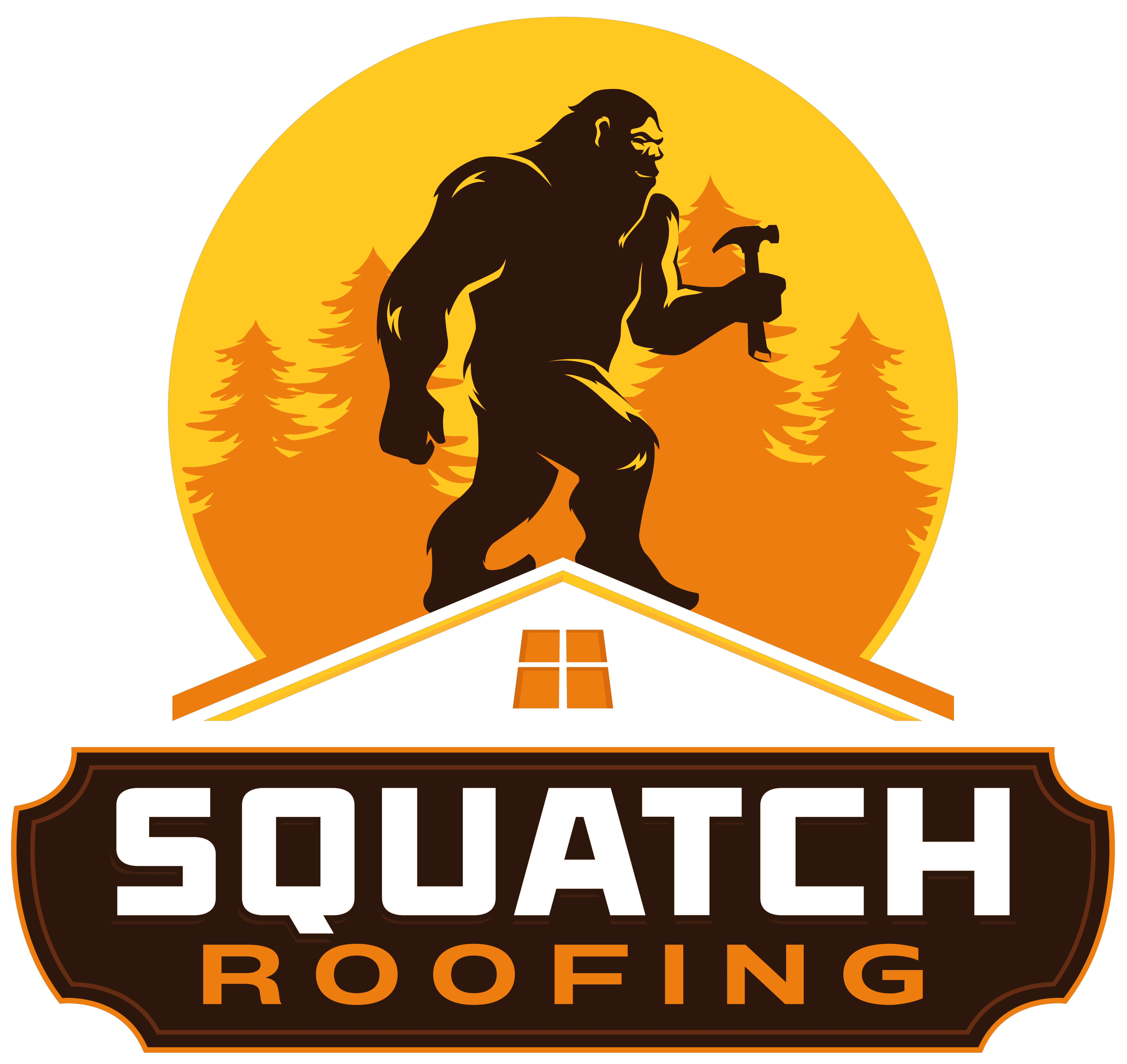 squatch roofing roof scene logo